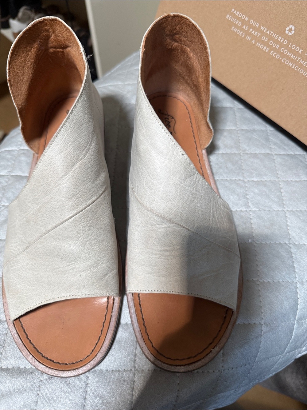 Free People Women's Cream Leather Open-Toe Wrap Sandals